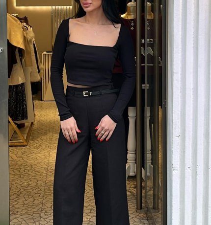 Siyah kemerli pantolon