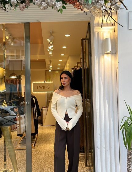 Haki renk yüksek bel palazzo kumaş pantolon