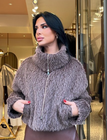 Kahverengi Yünlü Fox Yakalı Kaşe