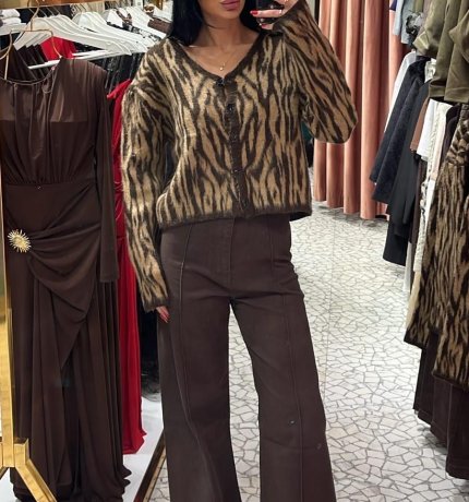 Kahverengi nervürlü kot pantolon