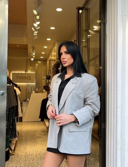 Gri blazer oversize ceket