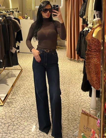 Lacivert likralı düz kalıp jeans