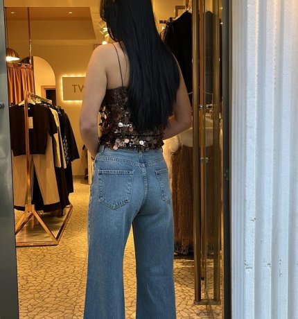 Yüksel bel bol kesim açık mavi jean