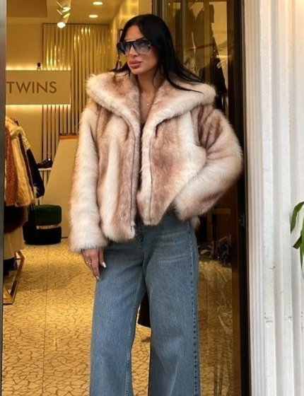 Ekru kahve renk geçişli kürk