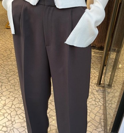 Haki renk yüksek bel palazzo kumaş pantolon